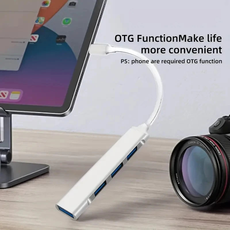 Hub compacto USB-C com 4 portas USB