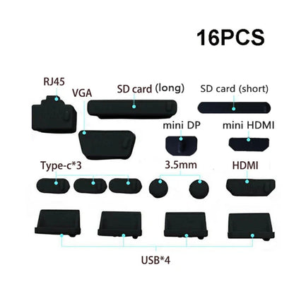 Protetores de silicone para portas de notebook — 16 peças