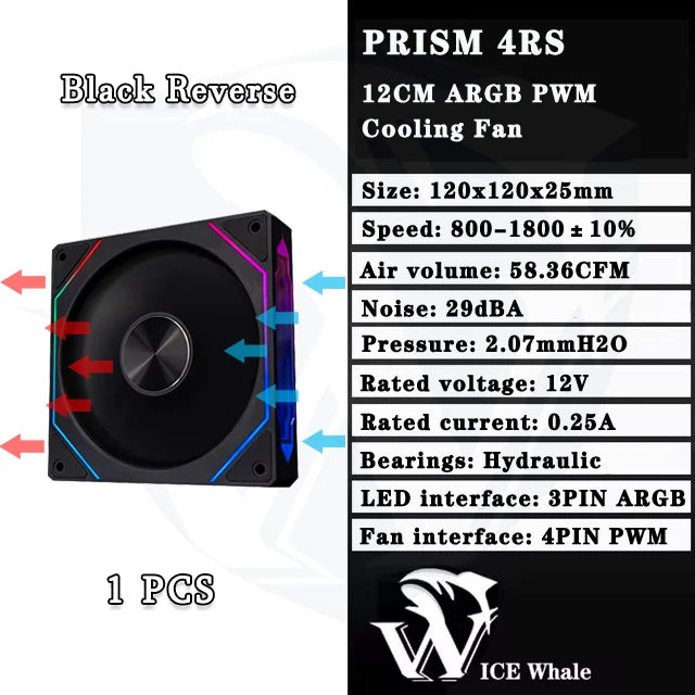 Ventoinha ICE Whale PRISM 4RS ARGB 120 mm