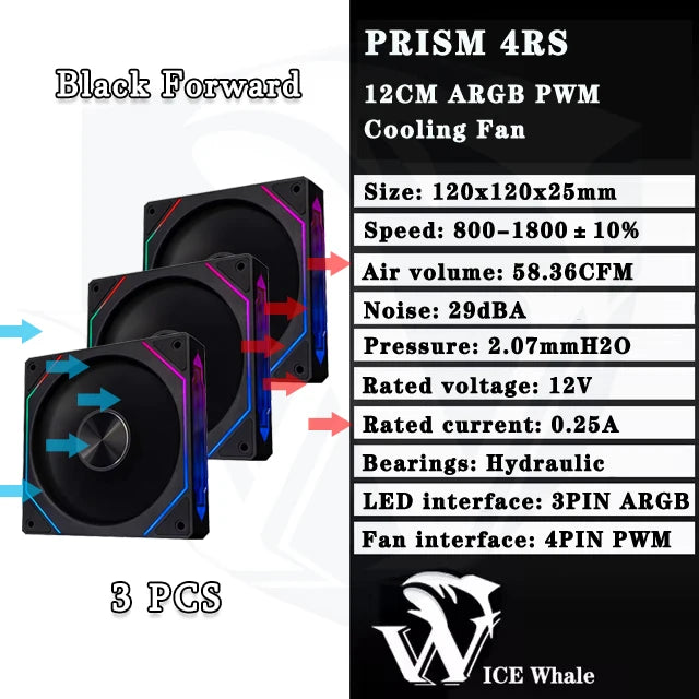 Ventoinha ICE Whale PRISM 4RS ARGB 120 mm