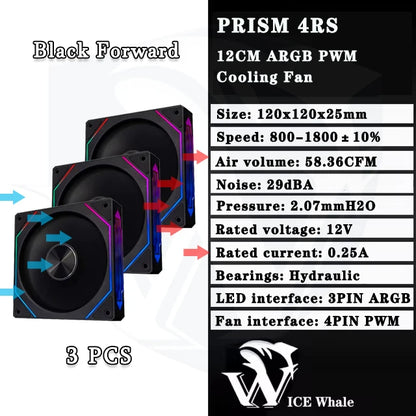 Ventoinha ICE Whale PRISM 4RS ARGB 120 mm