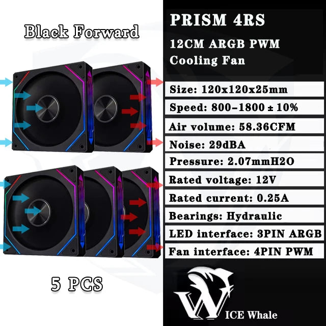 Ventoinha ICE Whale PRISM 4RS ARGB 120 mm