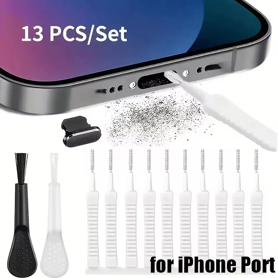 Escova compacta para limpeza de conectores e fones