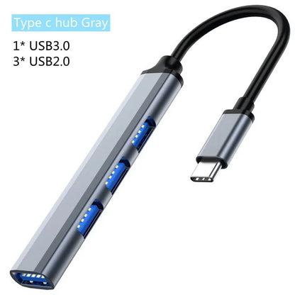 Hub compacto USB-C com 4 portas USB