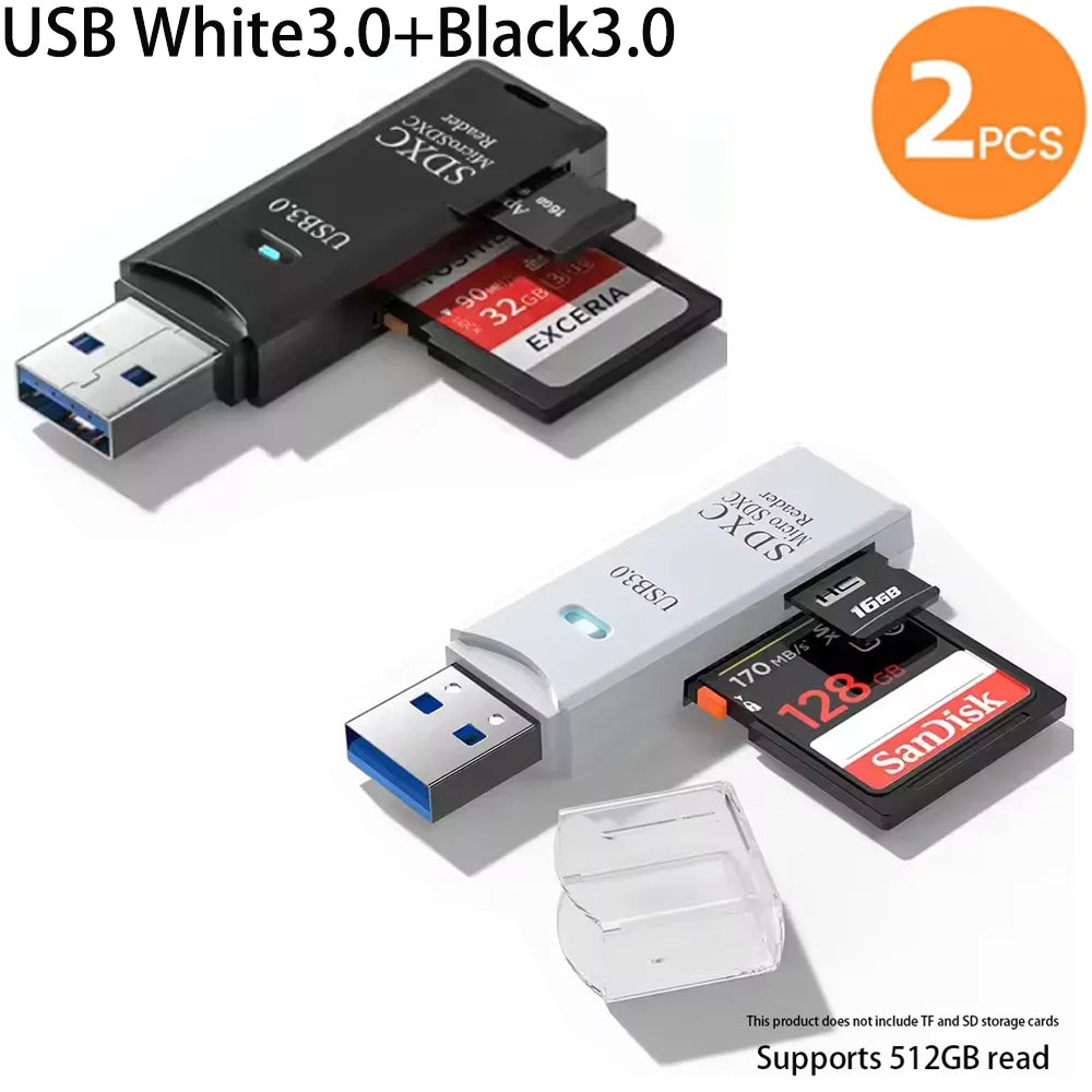 Leitor de cartões SD e microSD USB — opções 2.0 e 3.0