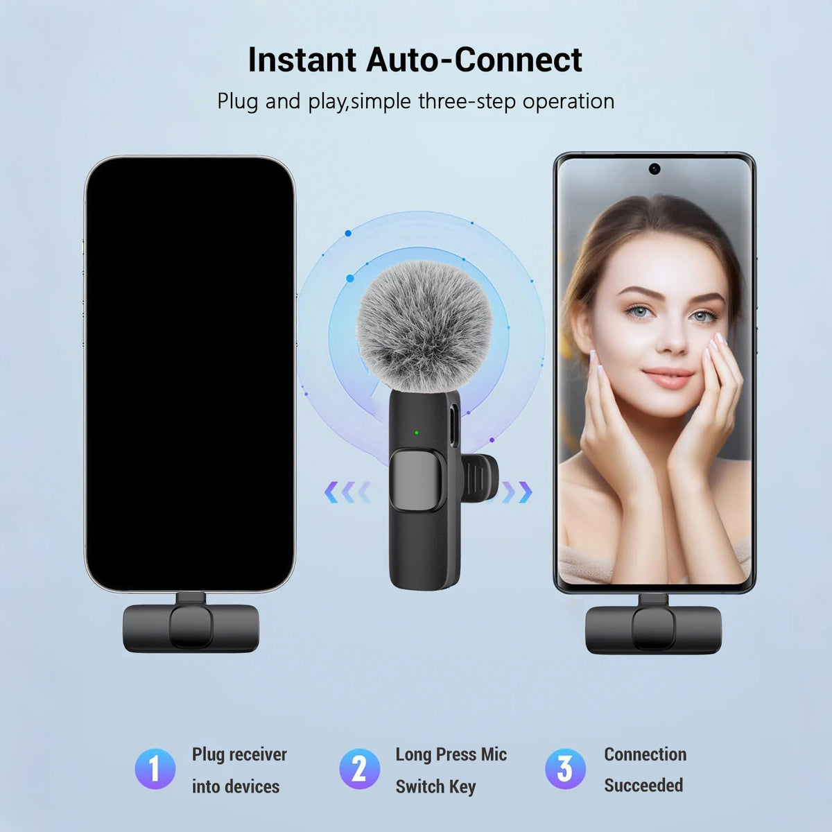 Microfone de lapela sem fio USB-C