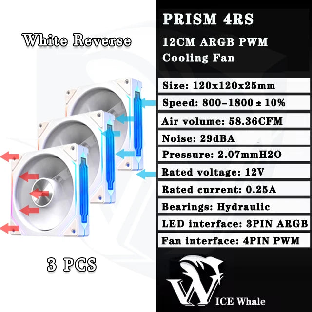 Ventoinha ICE Whale PRISM 4RS ARGB 120 mm