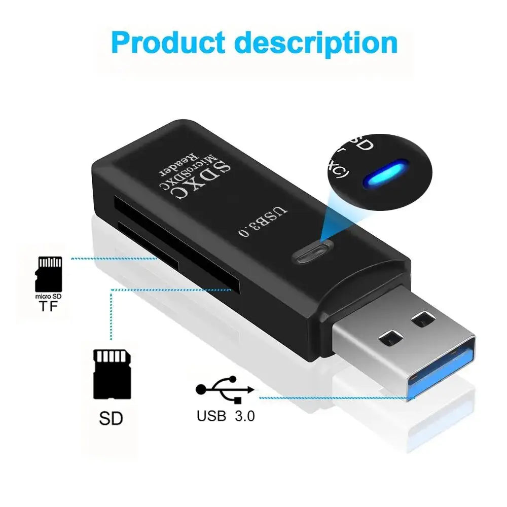 Leitor de cartões SD e microSD USB — opções 2.0 e 3.0