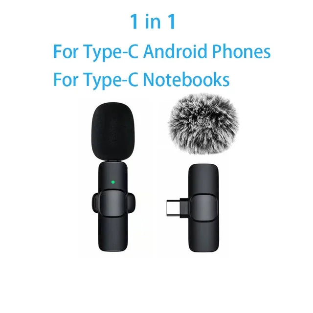 Microfone de lapela sem fio para celular