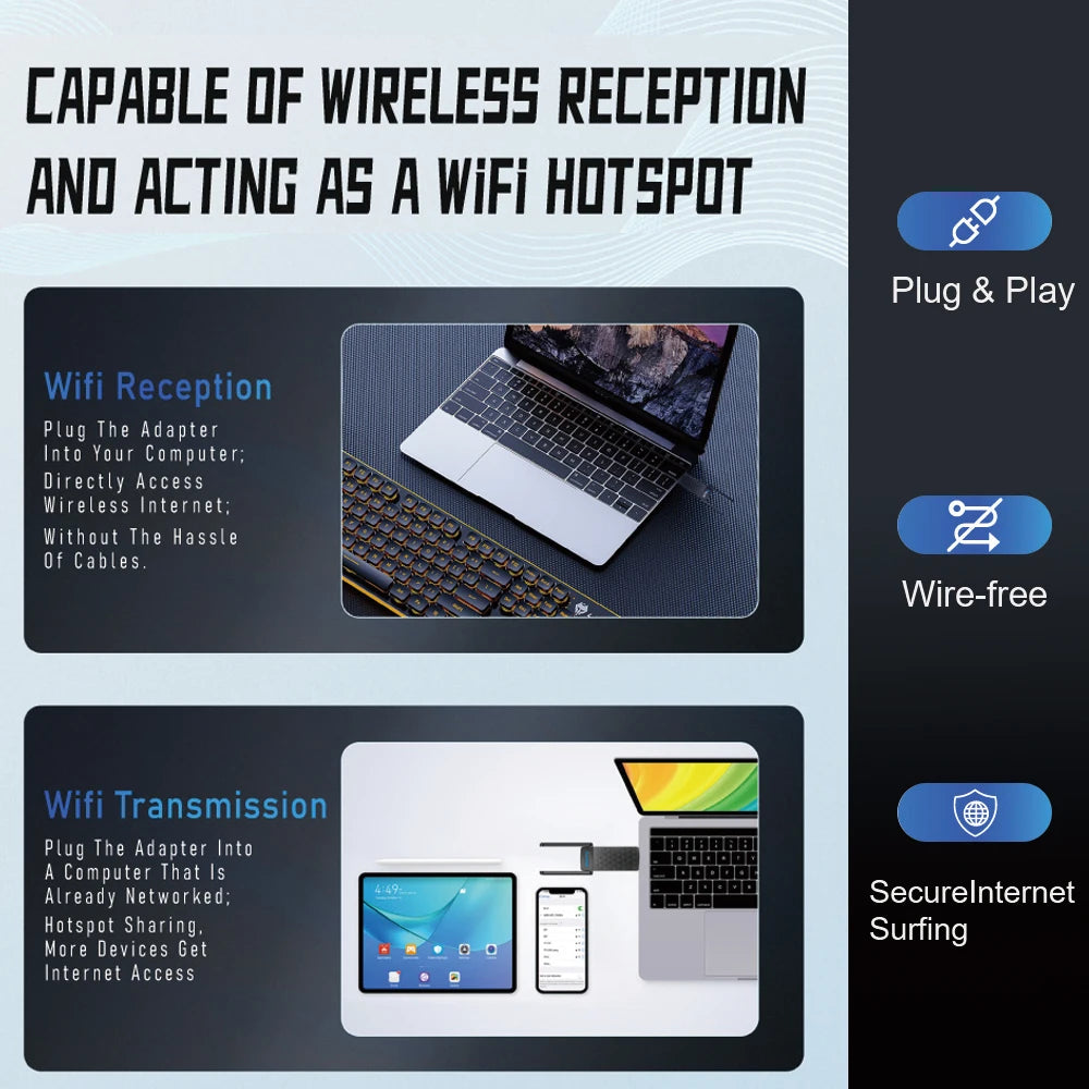 Adaptador Wi-Fi 6 USB 3.0 dual band