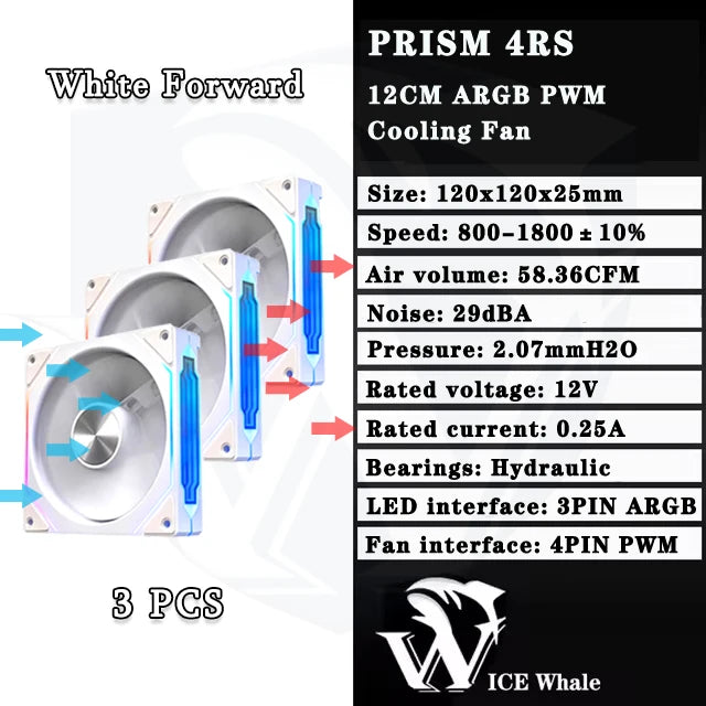 Ventoinha ICE Whale PRISM 4RS ARGB 120 mm