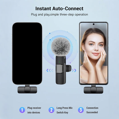 Microfone de lapela sem fio USB-C para celular e tablet