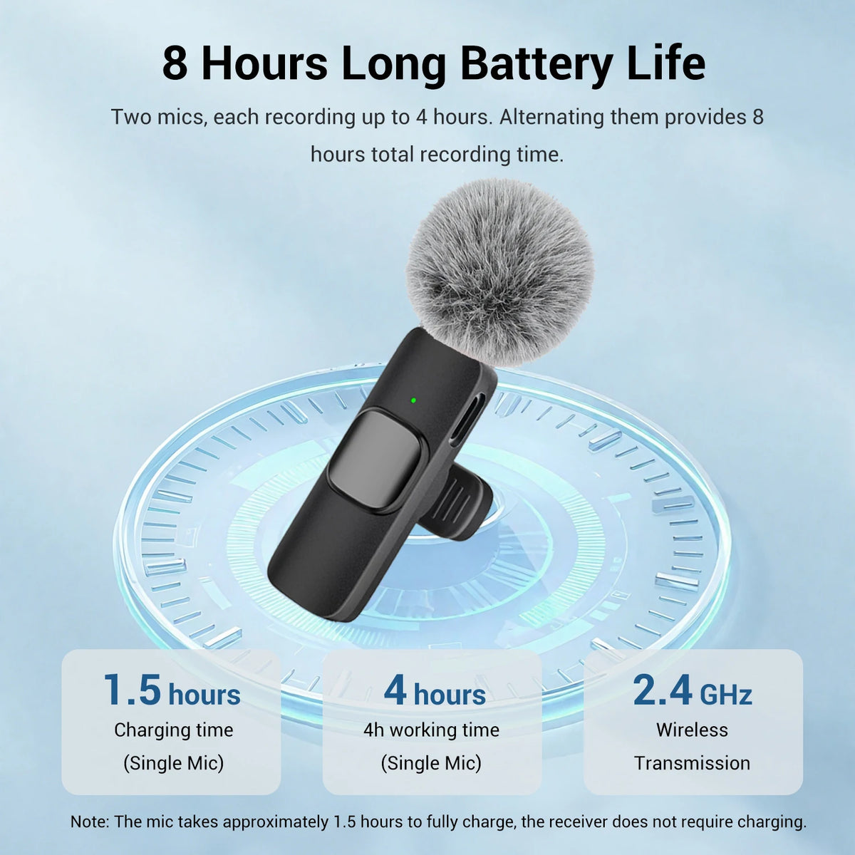 Microfone de lapela sem fio USB-C