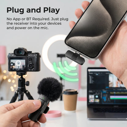 Microfone de lapela sem fio com conector Lightning