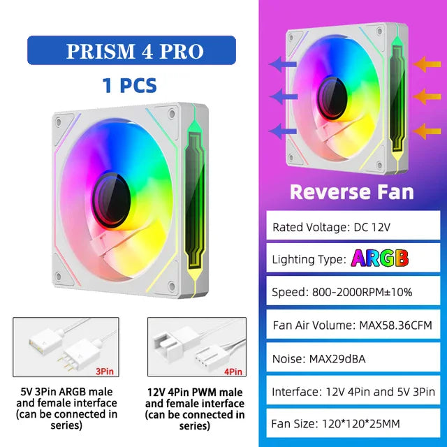 Ventoinha Veebyte PRISM 4 PRO ARGB 120 mm