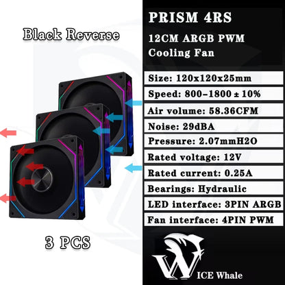 Ventoinha ICE Whale PRISM 4RS ARGB 120 mm