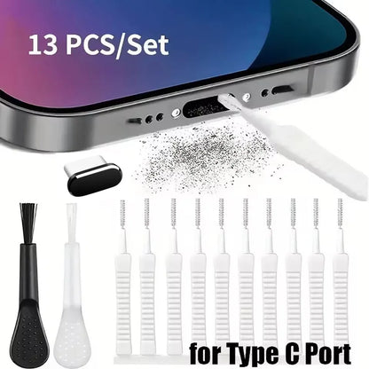 Escova compacta para limpeza de conectores e fones