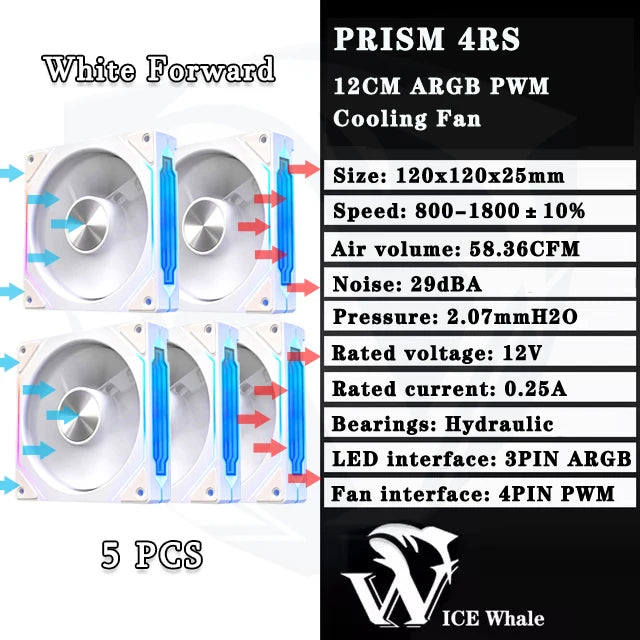 Ventoinha ICE Whale PRISM 4RS ARGB 120 mm