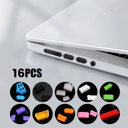 Protetores de silicone para portas de notebook — 16 peças