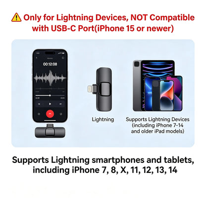 Microfone de lapela sem fio com conector Lightning
