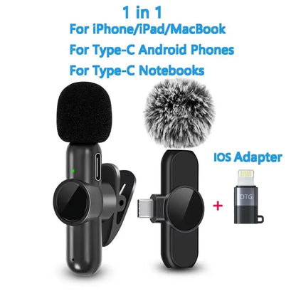 Microfone de lapela sem fio mini para celular