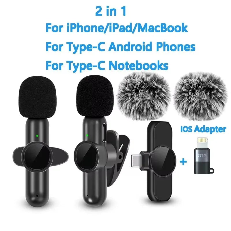 Microfone de lapela sem fio mini para celular