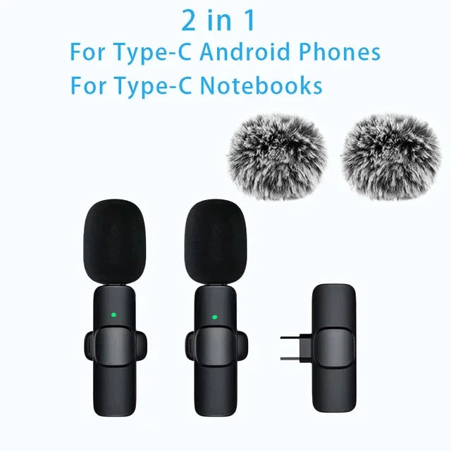 Microfone de lapela sem fio para celular