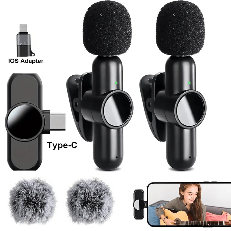 Microfone de lapela sem fio mini para celular
